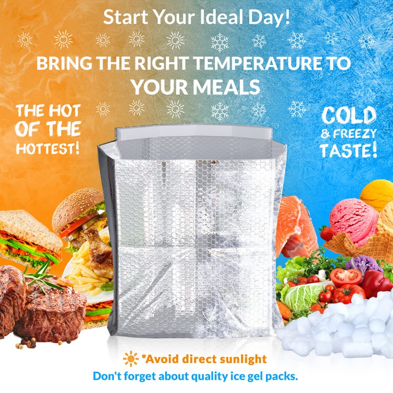 ABC PACK & SUPPLY Insulated Food Storage Container - 8 x 8 x 8 inches, 10 Pack Silver, Metallic Style, Leakproof for Frozen Fish, Meat - Image 3